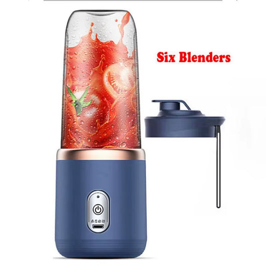 6 Blades Portable Juicer Cup Juicer Fruit Cup Automatic Small Electric Juicer Smoothie Blender Food Processor